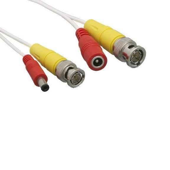 Kentek 100 Feet FT CCTV DVR security surveillance camera video/power cable cord 2 in 1 combo 28 AWG BNC male M/M, DC power male to female M/F 5.5mm x 2.1mm, white
