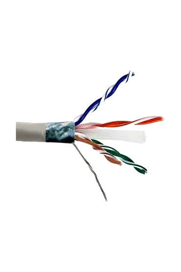 1000 Feet FT CAT6 STP Solid Bulk Cable 24 AWG Copper Conductor 550 MHz Category 6 Shielded Twisted Pair PVC Jacket Ethernet RJ45 Network Internet Cord Gray