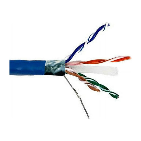 Kentek 1000 Feet FT CAT6 STP Stranded Bulk Cable 24 AWG Copper Conductor 550 MHz Category 6 Shielded Twisted Pair PVC Jacket Ethernet RJ45 Network Internet Cord Blue
