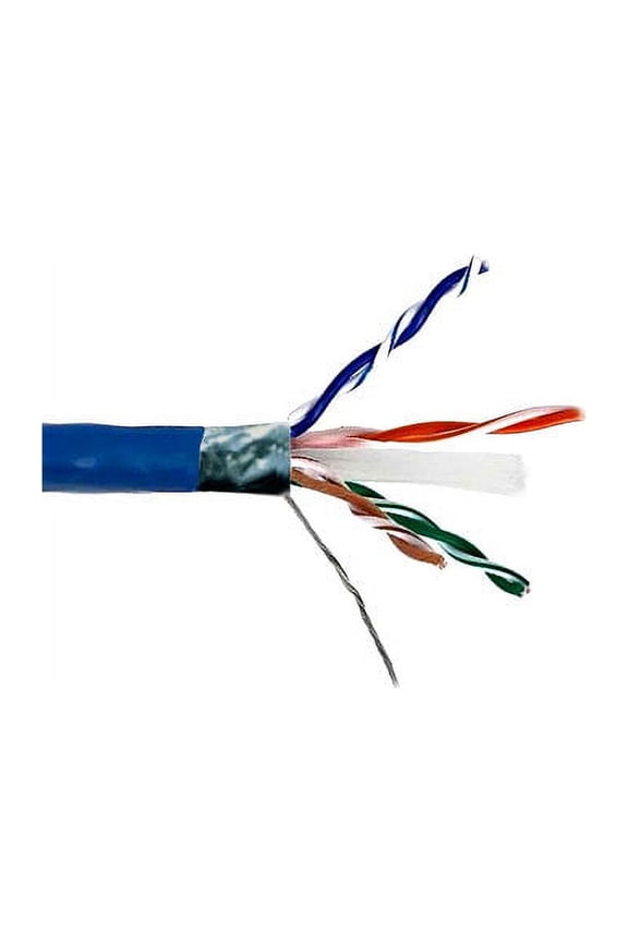 1000 Feet FT CAT6 STP Stranded Bulk Cable 24 AWG Copper Conductor 550 MHz Category 6 Shielded Twisted Pair PVC Jacket Ethernet RJ45 Network Internet Cord Blue