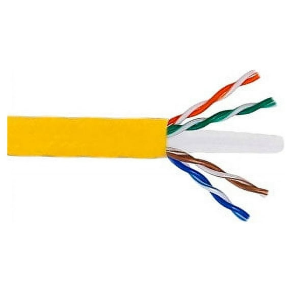 Kentek 1000 Feet FT CAT6 UTP Solid Bulk Cable 24 AWG 550 MHz Category 6 Unshielded Twisted Pair PVC Jacket Ethernet RJ45 Network Internet Cord Wire Yellow