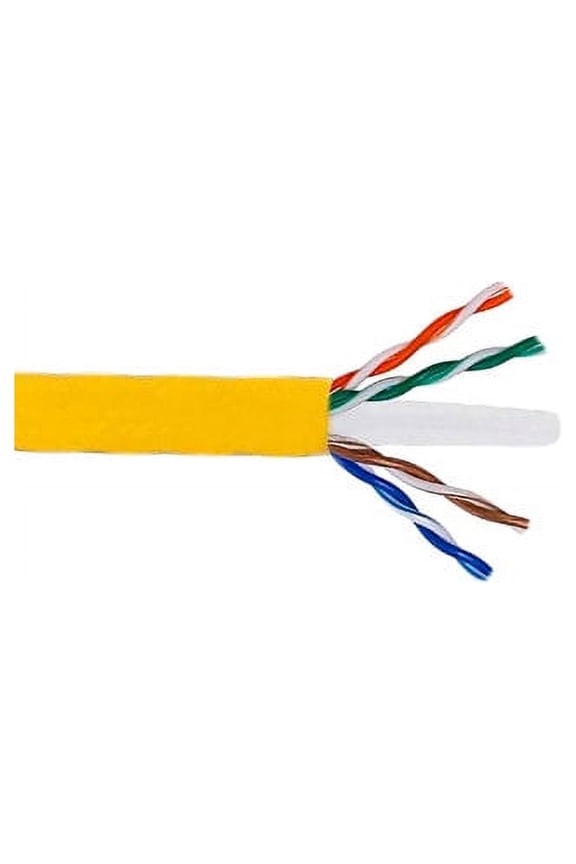 1000 Feet FT CAT6 UTP Stranded Bulk Cable 24 AWG 550 MHz Category 6 Unshielded Twisted Pair PVC Jacket Ethernet RJ45 Network Internet Cord Yellow