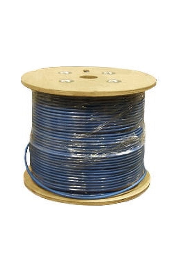 1000 Feet FT CAT6A STP Solid Bulk Cable 24 AWG Bare Copper Wire Conductor 600 MHz 10G 10Gbps Category 6a Shielded Twisted Pair PVC Jacket Ethernet RJ45 Network Internet Cord Blue