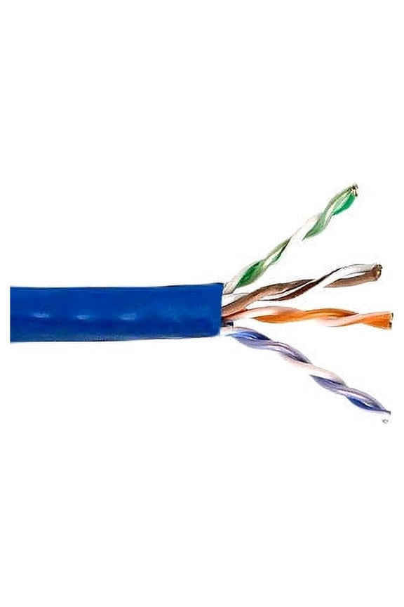 1000 Feet FT Plenum Rated CAT6 UTP Solid Bulk Cable 24 AWG 550 MHz Category 6 Unshielded Twisted Pair PVC Jacket Ethernet RJ45 Network Internet Cord Wire Blue