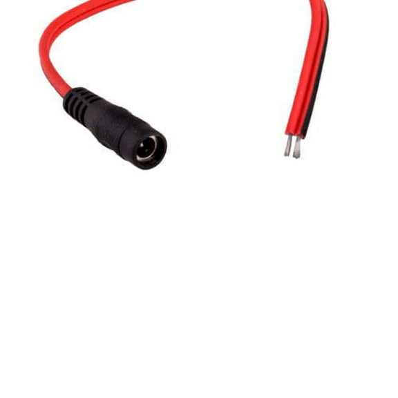 Kentek 12" 12 inch CCTV DVR security surveillance camera power pigtail cable cord DC connector 5.5mm x 2.1mm female to 2x bare wires, 1 Feet 1FT