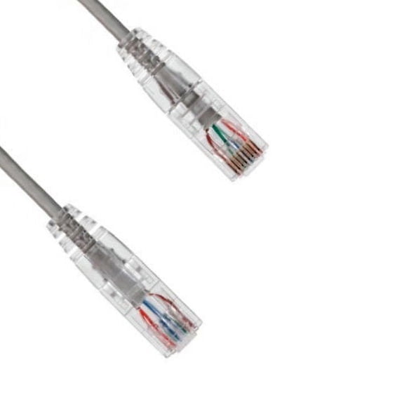 Kentek 15 Feet FT CAT6 UTP Slim Patch Cable 28 AWG 550 MHz Category 6 Unshielded Twisted Pair Clear Connector Snagless Molded OD 3.6MM Ethernet RJ45 Network Internet Cord Gray