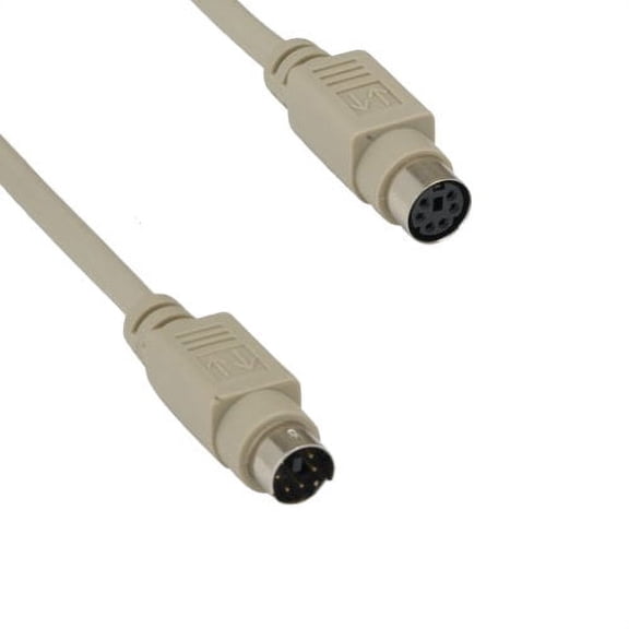 Kentek 15 Feet FT Mini DIN6 MDIN6 PS/2 Keyboard Mouse Extension Cable Cord 28 AWG Molded 6 Pin Male to Female M/F for PC Mac Linux
