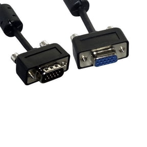 Kentek 15 Feet FT Slim Super VGA SVGA HD15 15 pin male to female M/F video extension cable cord EMI filter ferrite mini-coax triple shielded molded for PC HDTV monitor black
