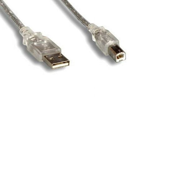 Kentek 15 Feet FT USB 2.0 Type A to B Cable 28 AWG Male High Speed M/M Cord Data Transfer Sync Charge Power For HDD Scanner Printer Modem Camera Clear