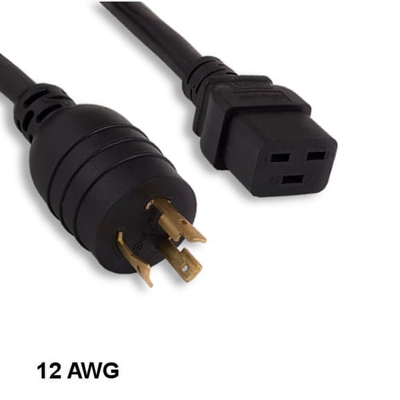 Kentek 15 Feet Ft L6-20P to C19 Power Cable 12 AWG 20A/250V SJT for Network/Data Center