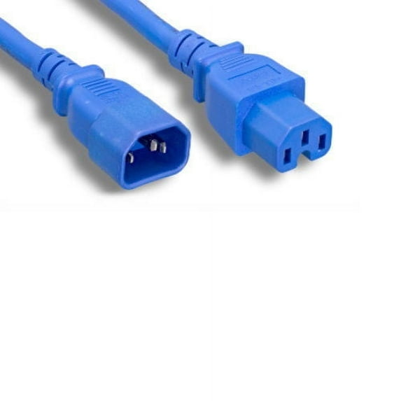Kentek 2 Feet Ft US AC Power Cord 3 Prong Extension Cable IEC320 C14 to C15 14 AWG 15A 250V Blue Heavy Duty for Servers/Routers/Network Switches/Blade Server Enclosures/Data Rack