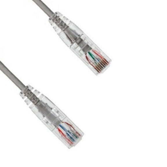 Kentek 20 Feet FT CAT6 UTP Slim Patch Cable 28 AWG 550 MHz Category 6 Unshielded Twisted Pair Clear Connector Snagless Molded OD 3.6MM Ethernet RJ45 Network Internet Cord Gray