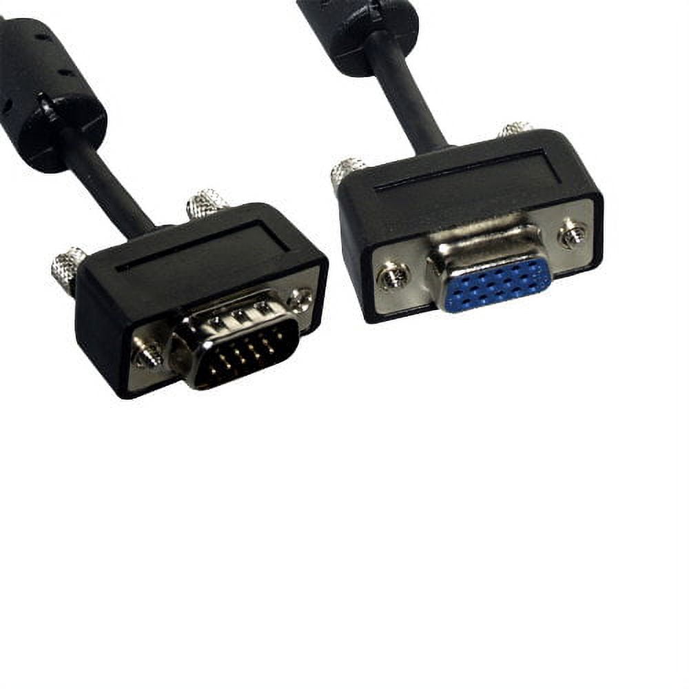 Kentek 25 Feet FT Slim Super VGA SVGA HD15 15 pin male to female M/F video extension cable cord EMI filter ferrite mini-coax triple shielded molded for PC HDTV monitor black
