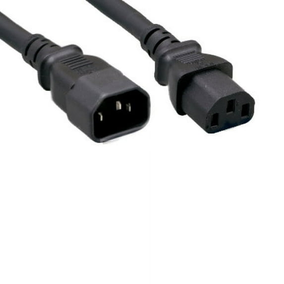 Kentek 3 Feet Extension 3 Prongs AC Power Cord IEC320 C13 To C14 14 AWG 15A 250V SJT Heavy Duty M/F Male Female Black