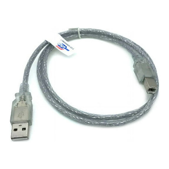 Kentek 3 Feet FT USB Cable Cord For Dell Color Laser 1350cnw 1355cn 1355cnw Printer Clear