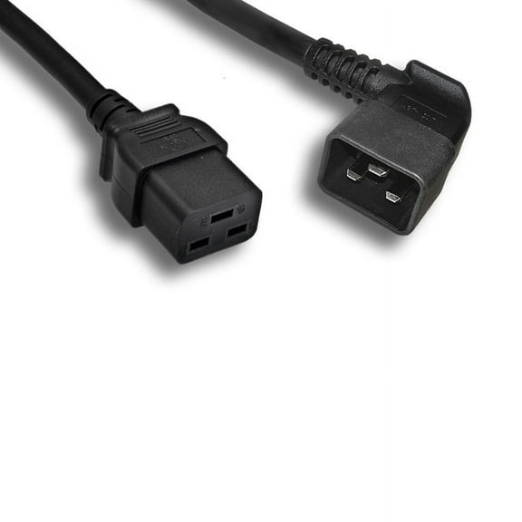 Kentek 3 Feet Ft 12 AWG Power Cable Cord Right Angled C20 to C19 20A/250V SJT Data Server Black