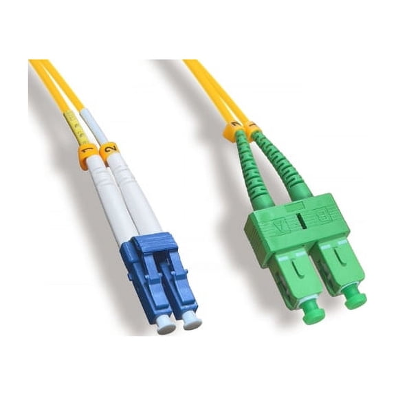 Kentek 3 Meter 3M LC/UPC to SC/APC Fiber Optic Cable OS2 9/125 Duplex Single-Mode Patch Cord OFNR