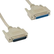 Kentek 50 Feet FT DB25 25 Pin Serial Printer Extension Cable Cord 28 AWG Male to Female M/F Molded Straight-Through RS-232 Port Beige for PC Mac Linux Modem