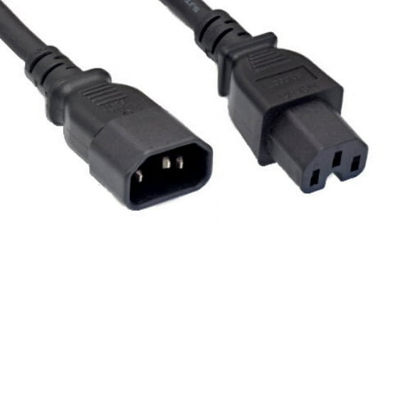 Kentek 6 Feet AC Power Cord 3 Prong Extension Cable IEC320 C14 to C15 14 AWG 15A 250V Heavy Duty Black for Servers/Routers/Network Switches/Blade Server Enclosures/Data Rack