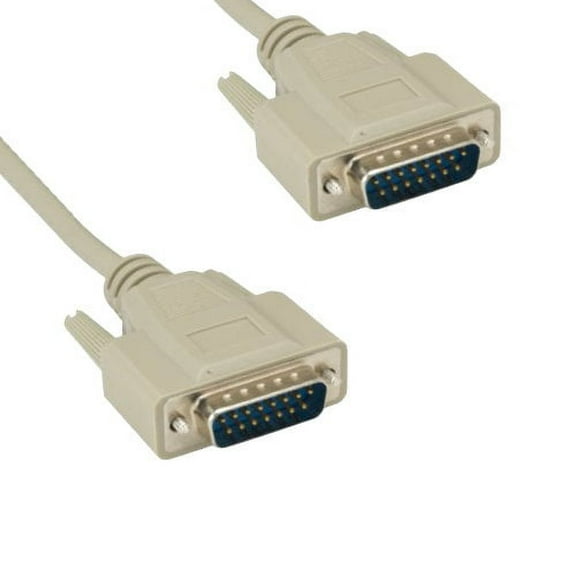 Kentek 6 Feet FT DB15 Monitor Cable Cord Connector 28 AWG Molded Serial RS-232 D-Sub 15 Pin Male to Male M/M for Mac Macintosh VGA Video Display