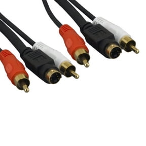 Kentek 6 Feet FT S-Video mini din 4 with RCA RW red white audio gold plated cable cord adapter connector