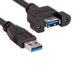 thumbnail image 1 of Kentek 6 Feet FT SpuerSpeed USB 3.0 Type A Panel-Mount Extension Cable 28 AWG 5.0 Gbps Male to Female M/F Data Transfer Sync Charge Extender Cord Black, 1 of 1