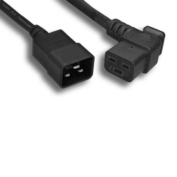 Kentek 6 Feet Ft 12 AWG AC Power Cable Cord Left Angled C19 to C20 20A/250V SJT Server Black