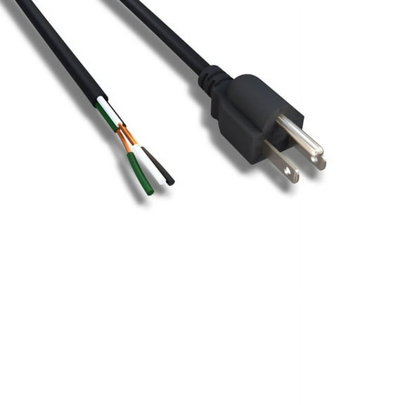Kentek 6 Feet Ft 14 AWG AC Power Cable Cord NEMA 5-15P to ROJ Pigtail 3 Wires 15A/125V Black