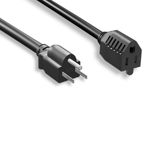 Kentek 6 Feet Ft 14 AWG Power Extension Cable Cord NEMA 5-15P to 5-15R 15A/125V SJT Black