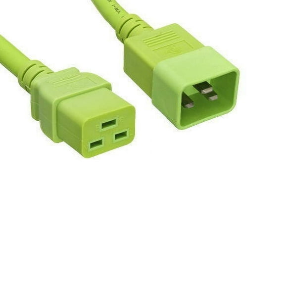 Kentek 6 Feet Ft 3 Prong US AC Power Cord IEC320 C19 to C20 Extension Cable 12 AWG 20A 250V Green Heavy Duty for Servers/Routers/Network Switches/Blade Server Enclosures