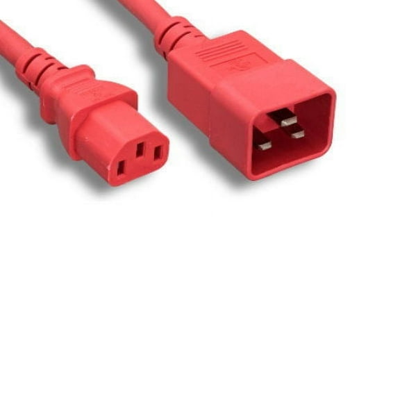 Kentek 6 Feet Ft AC Power Cord Three Prongs 3 Prong Cable IEC320 C13 to C20 14 AWG 15A 250V Red SJT Heavy Duty for Servers/Networking Device/Computer