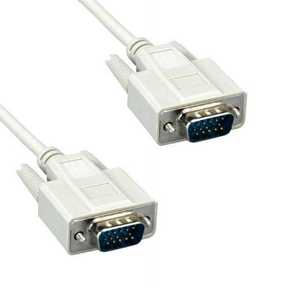 Kentek 6 Feet Standard VGA HD15 Male to Male Video Cable Cord 28 AWG Molded for PC MAC TV Monitor Legacy Equipment 14C 14 Pin Gray