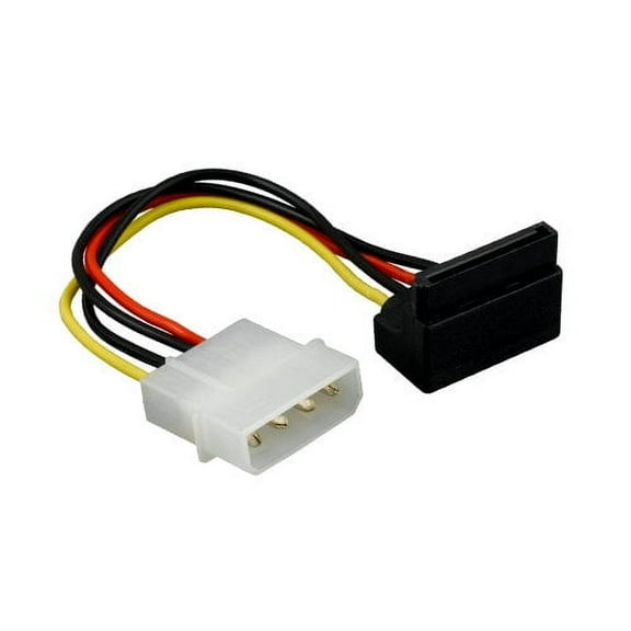 Kentek 6 Inch IN 5.25" Molex to Right-Angled SATA Power Cable Cord 26 AWG IDE LP4 Male to 90 Degree Serial ATA Female M/F Connector Internal for PC Mac HDD