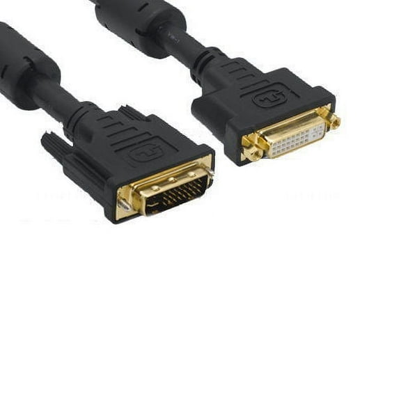 Kentek 6 feet FT DVI integrated 24+5 pin dual link DVI-I Digital and Analog male to female gold plated 28 AWG with EMI Ferrite Filters extension cable cord black Monitor HDTV PC MAC TV LCD