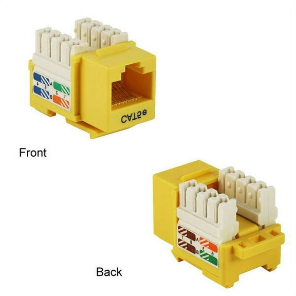 Kentek CAT5e Punch Down Keystone Jack RJ45 Category 5E Ethernet Network 110 Type Yellow