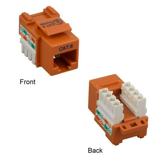 Kentek CAT6 Punch Down Keystone Jack RJ45 Category 6 Ethernet Network 110 Type Orange
