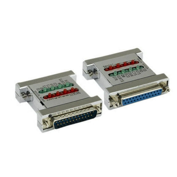 Kentek DB25 25 Pin Molded Check Tester Adapter With LED Indicator Green/Red LED Male to Female M/F