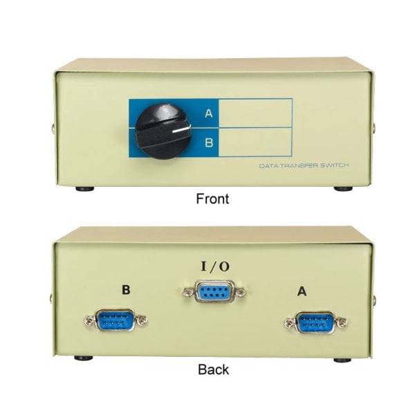 Kentek DB9 Male 2 Way Manual Data Switch Box RS-232 D-Sub 9 Pin I/O AB Port  for PC MAC to Peripherals Devices Printer