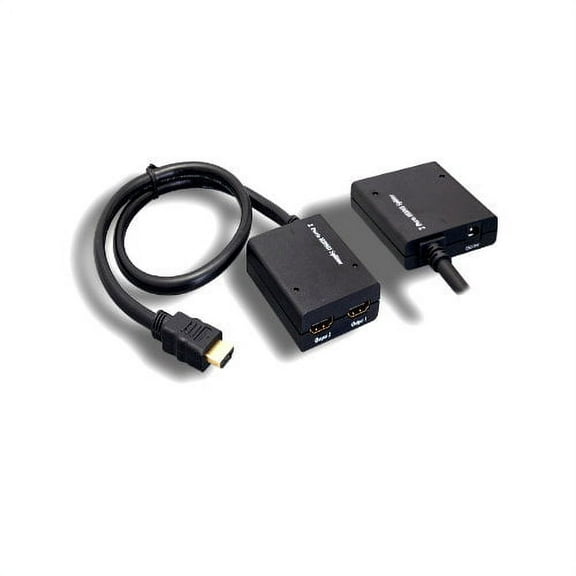Kentek HDMI Amplifier Y Splitter Adapter Cable Cord Connector Male to 2X Female M/FX2 Port Pigtail Type with AC Power Adapter Dual Display DVD HDTV Game Console 18in
