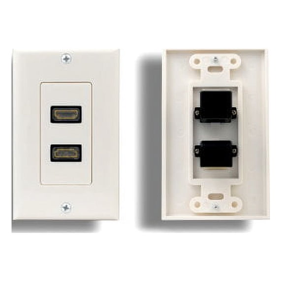 Kentek HDMI Wall Plate Cover with Dual Port 2 Ports Connector Female to Female F/F White