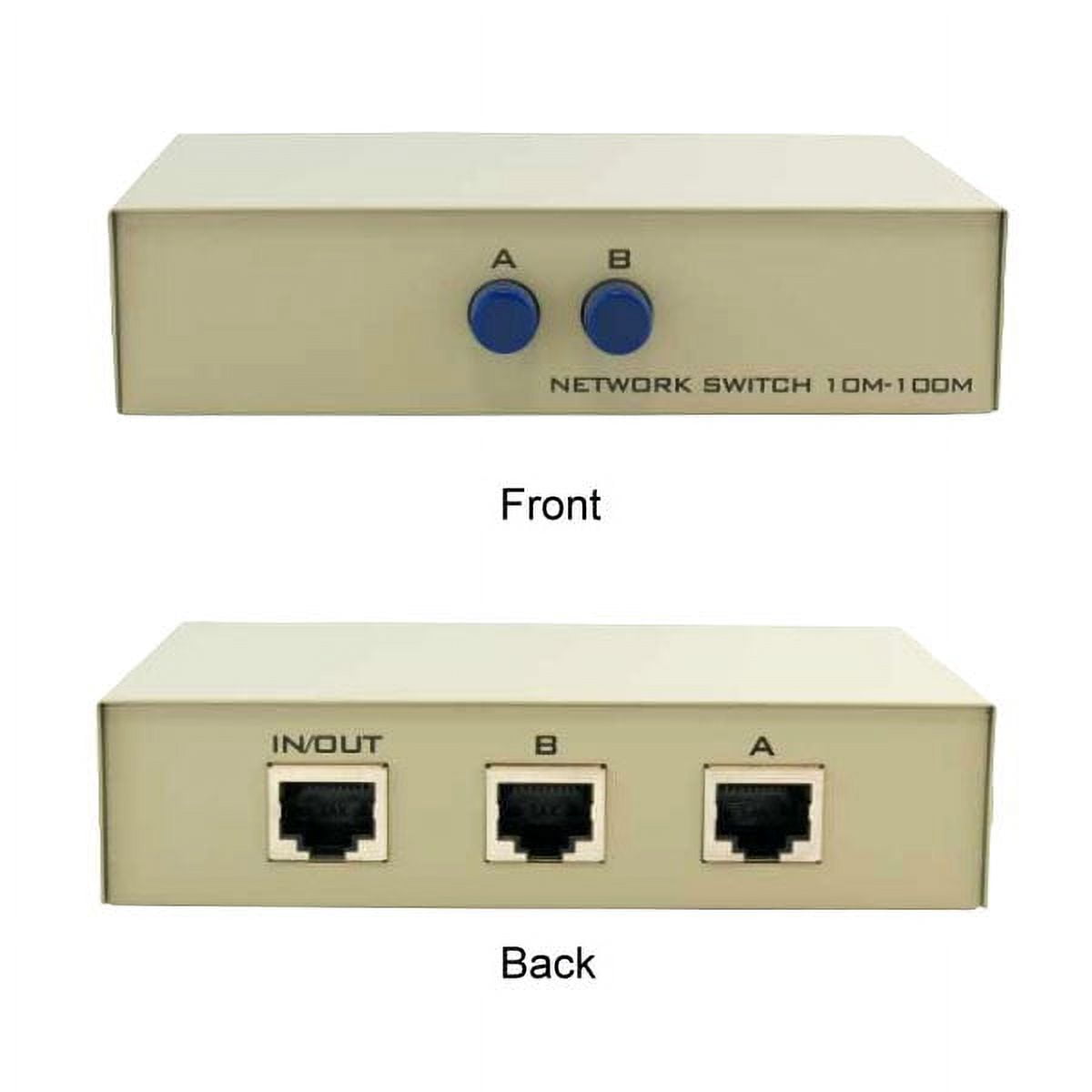 Compact 2-Way RJ45 Ethernet Network Push Button Metal Mini Switch Box