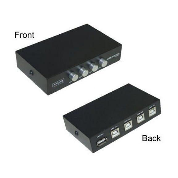 Kentek USB USB Type A to B 4 Way Manual Data Switch Box Push Button Style I/O ABCD Female Port for PC MAC Peripherals Devices Printer