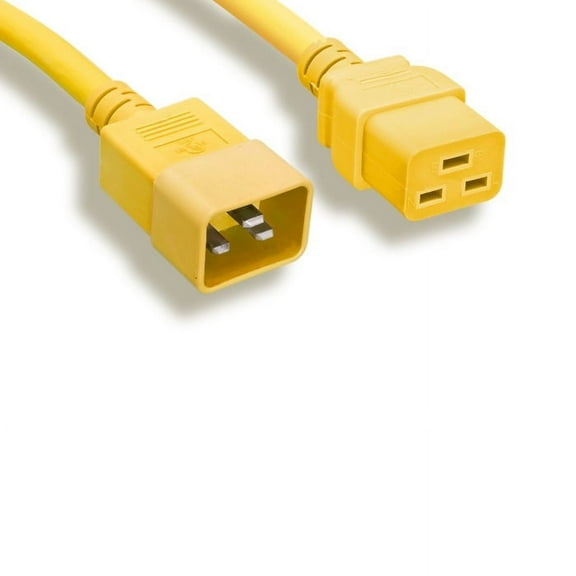 Kentek Yellow 10 Feet Ft 12 AWG Color Power Cable IEC60320 C19 to IEC60320 C20 20A/250V Jumper Cord