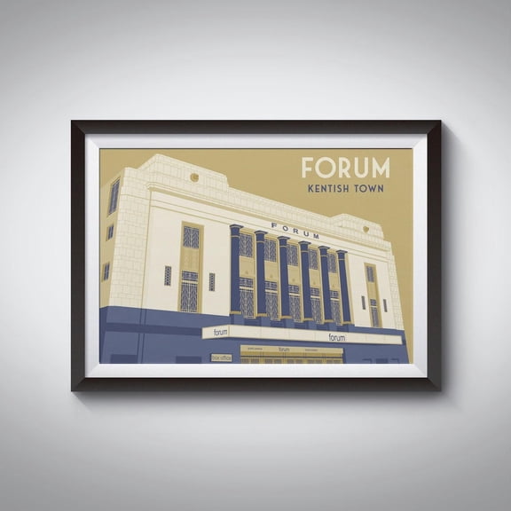 Kentish Town Forum London Art Deco Music Venue Decor, Unframed Paper Poster 8x10in
