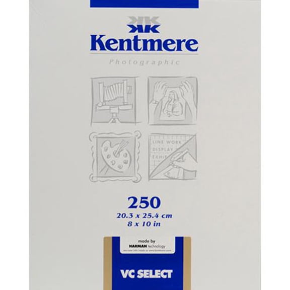 Kentmere VC Select, Variable Contrast Medium Weight RC Glossy Paper, 8x10", 250 Sheets