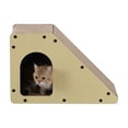 thumbnail image 1 of THE LICKER STORE Kento 23.63" Minimalist Cardboard Angled Cat Cave Scratcher with Catnip, Almond, CSR1008A, 1 of 7