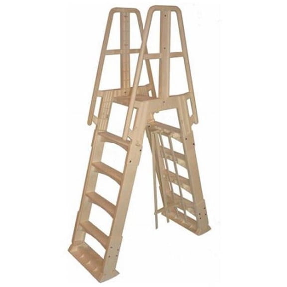 Kento Gear Slide Lock Taupe A Frame Pool Ladder, 52 lbs, Resin Material