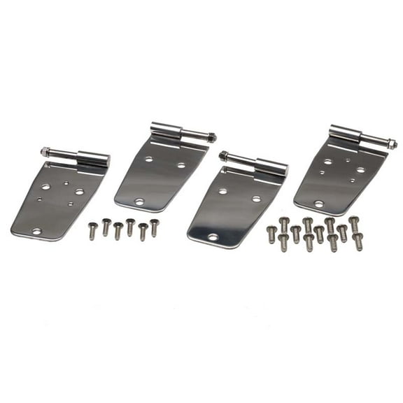 Kentrol 30420 Polished Silver Door Hinge Set 4 Pieces 76-93 CJ and Wrangler YJ