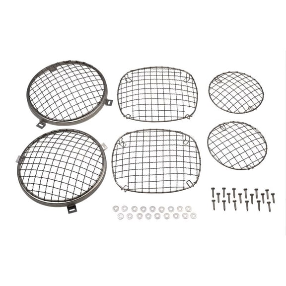 Kentrol 30465 Polished Silver Wire Mesh Guard Set 6 Pieces 76-86 CJ