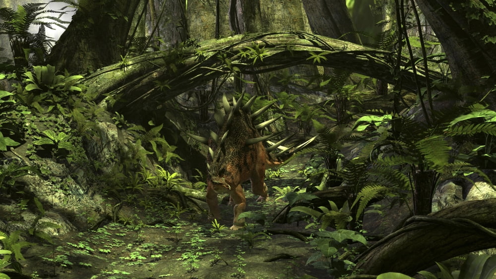 Kentrosaurus in a prehistoric forest Canvas Art - Kostyantyn IvanyshenStocktrek Images (19 x 11)